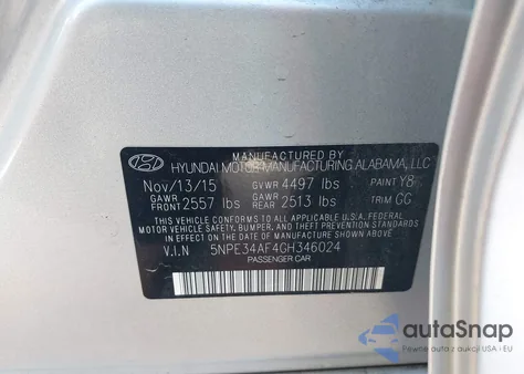 2016 Hyundai Sonata Limited from USA, damaged, VIN 5NPE34AF4GH346024